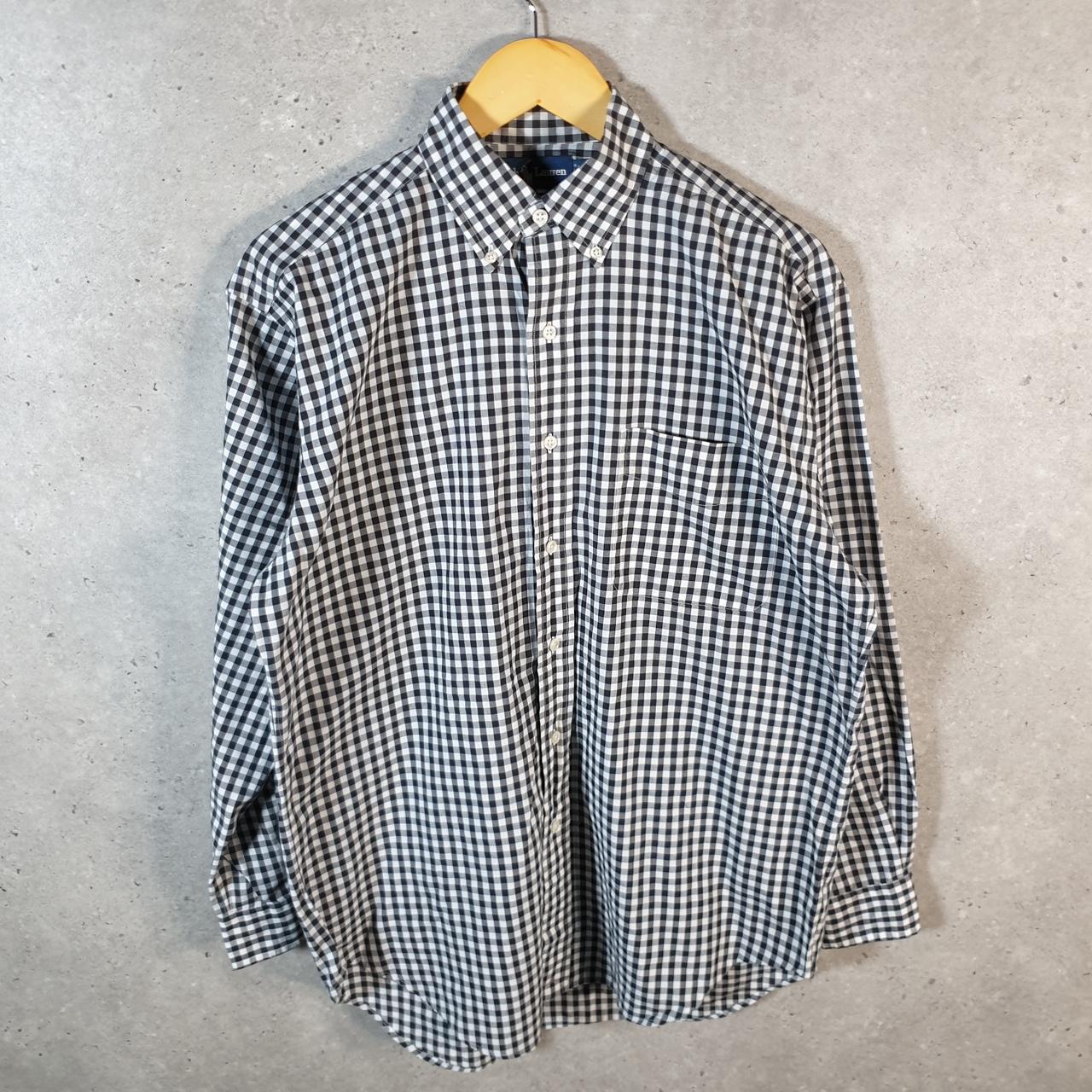 Vintage Ralph Lauren Button Down Shirt Men’s Small Grey Checkered Blake Cotton