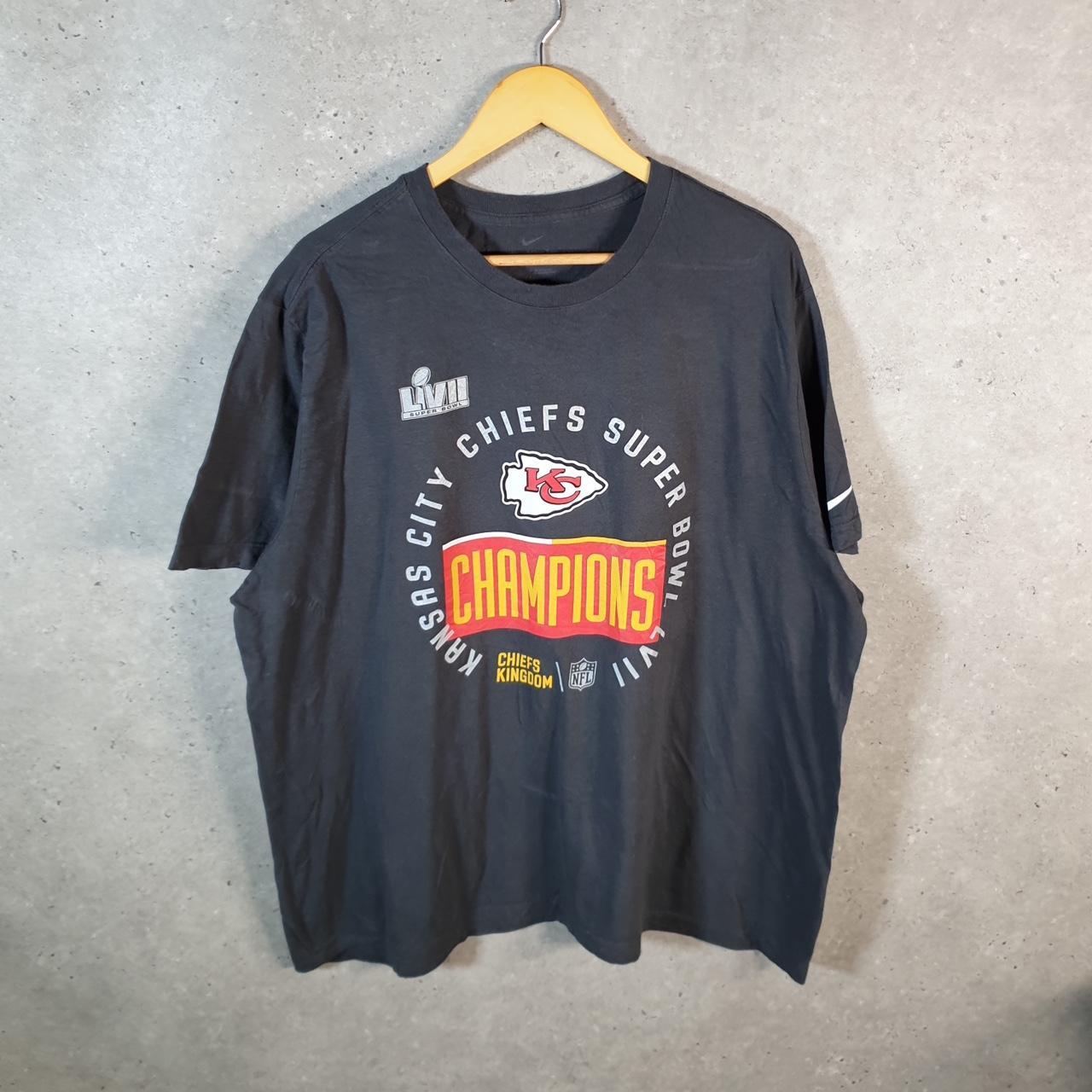 Vintage Nike Kansas City Chiefs Super Bowl T Shirt Men’s 2XL Black Logo Swoosh Athletic C9934