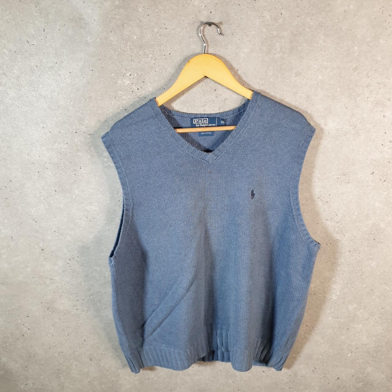 Vintage Ralph Lauren Polo Tank Vest Sweatshirt Men’s XL Blue Cotton Pullover Pony