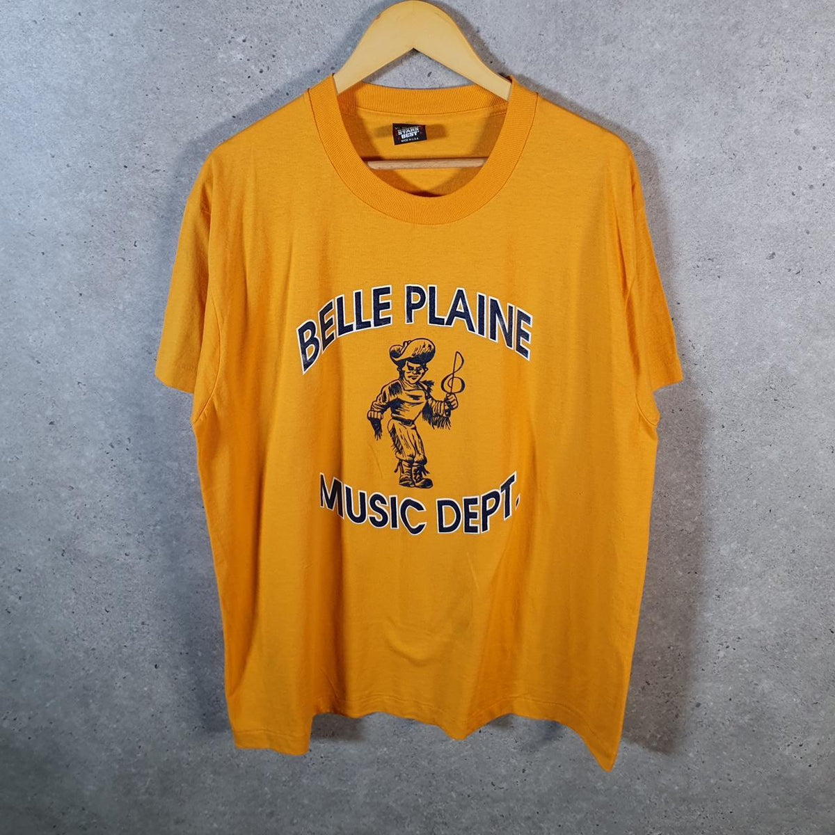 Vintage Screen Stars Belle Plaine Music Dept Single Stitch T Shirt Men’s XL Orange
