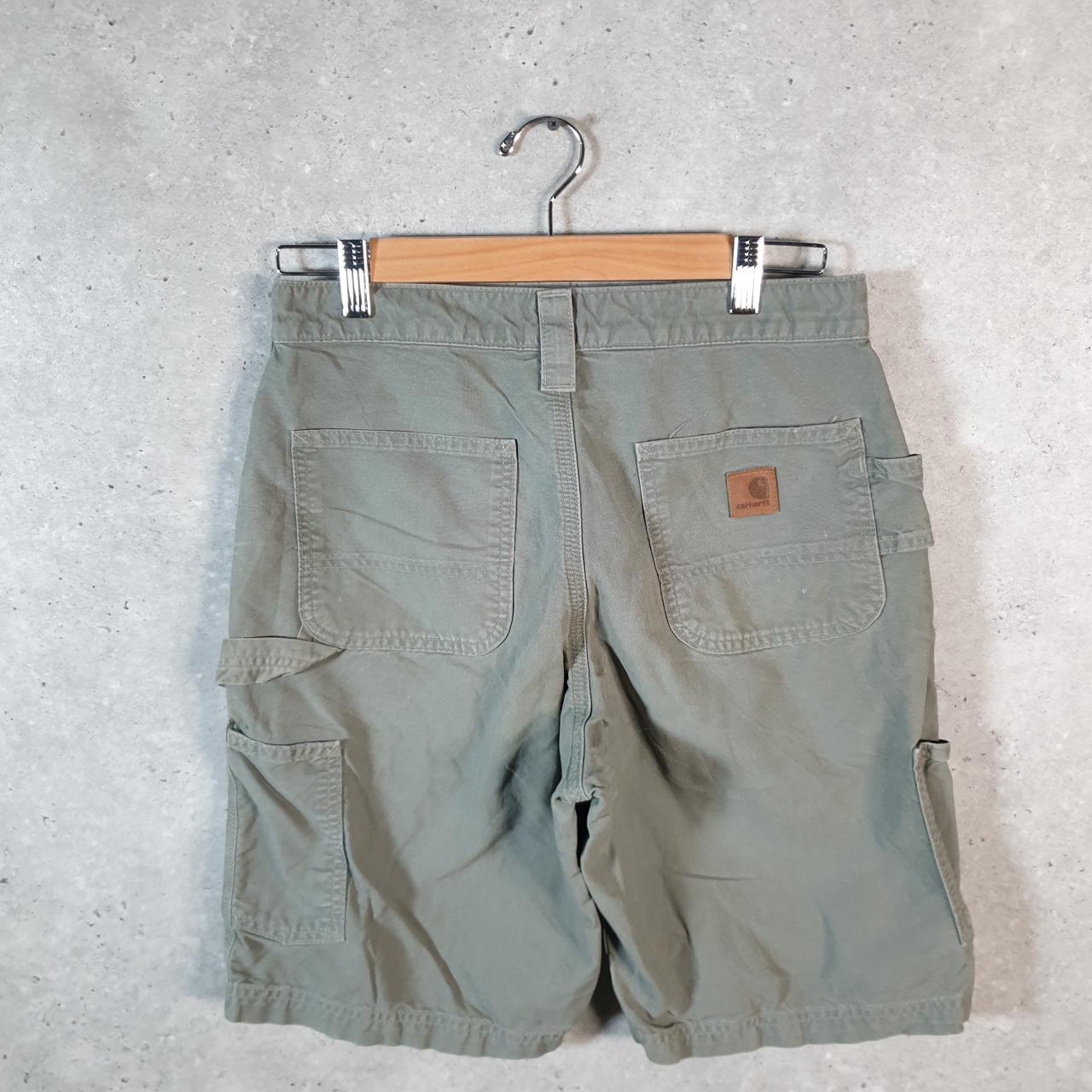 Vintage Carhartt Baggy Carpenter Shorts Jorts Cargo Men’s W30 Khaki Green Relaxed Fit Workwear
