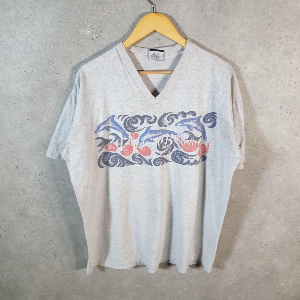 Vintage Signal Sports Virginia Beach 90s USA Single Stitch T Shirt Men’s Medium Grey
