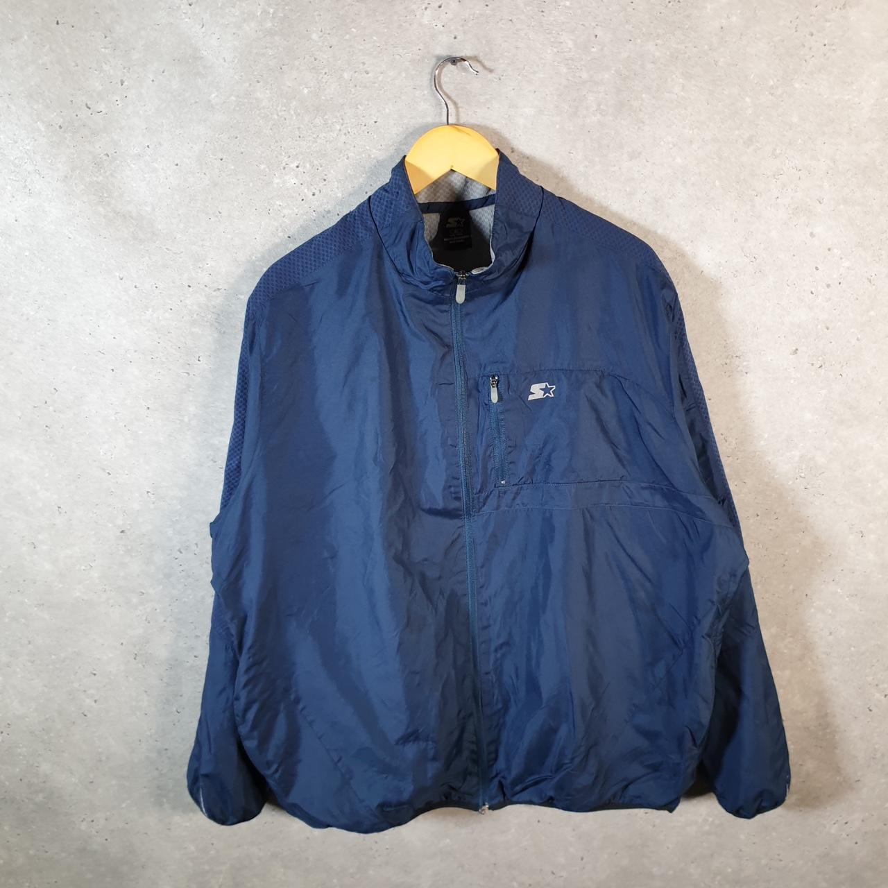 Vintage Starter WindBreaker Jacket Mens XL Navy Blue Full Zip Embroidered Logo