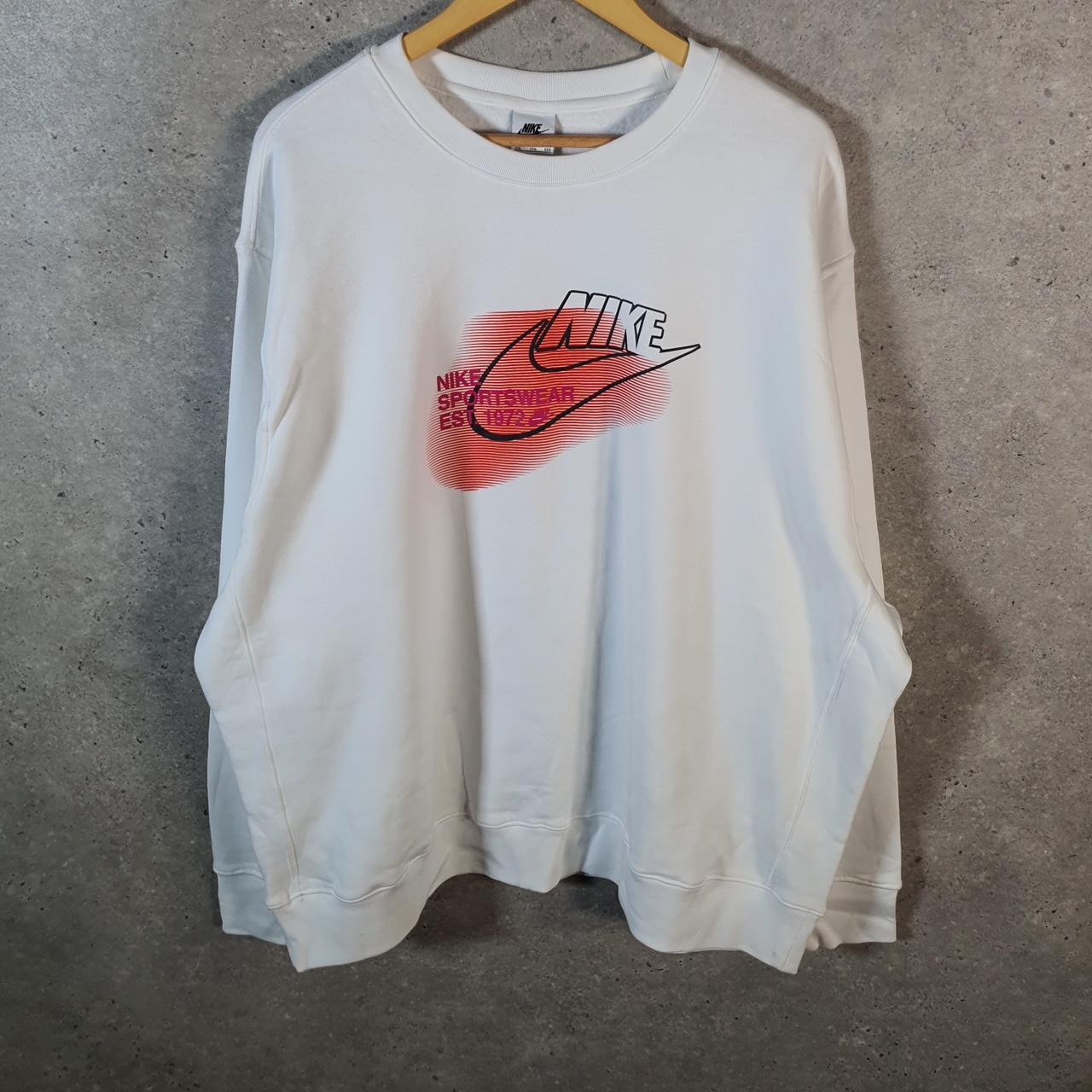 Vintage Nike Club Sweatshirt Men’s 2XL White Swoosh Y2K Pullover Logo