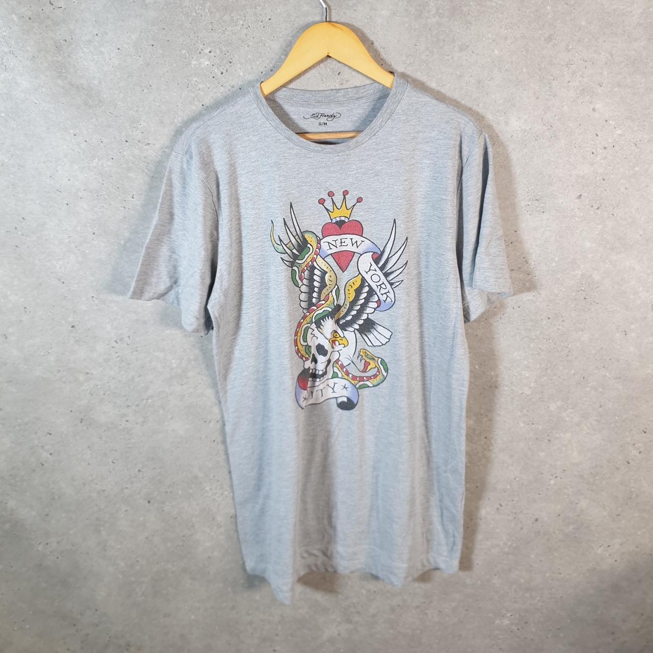 Vintage Ed Hardy T Shirt Men’s Medium Long Grey Christian Audigier Love Heart Graphic Skull Y2K