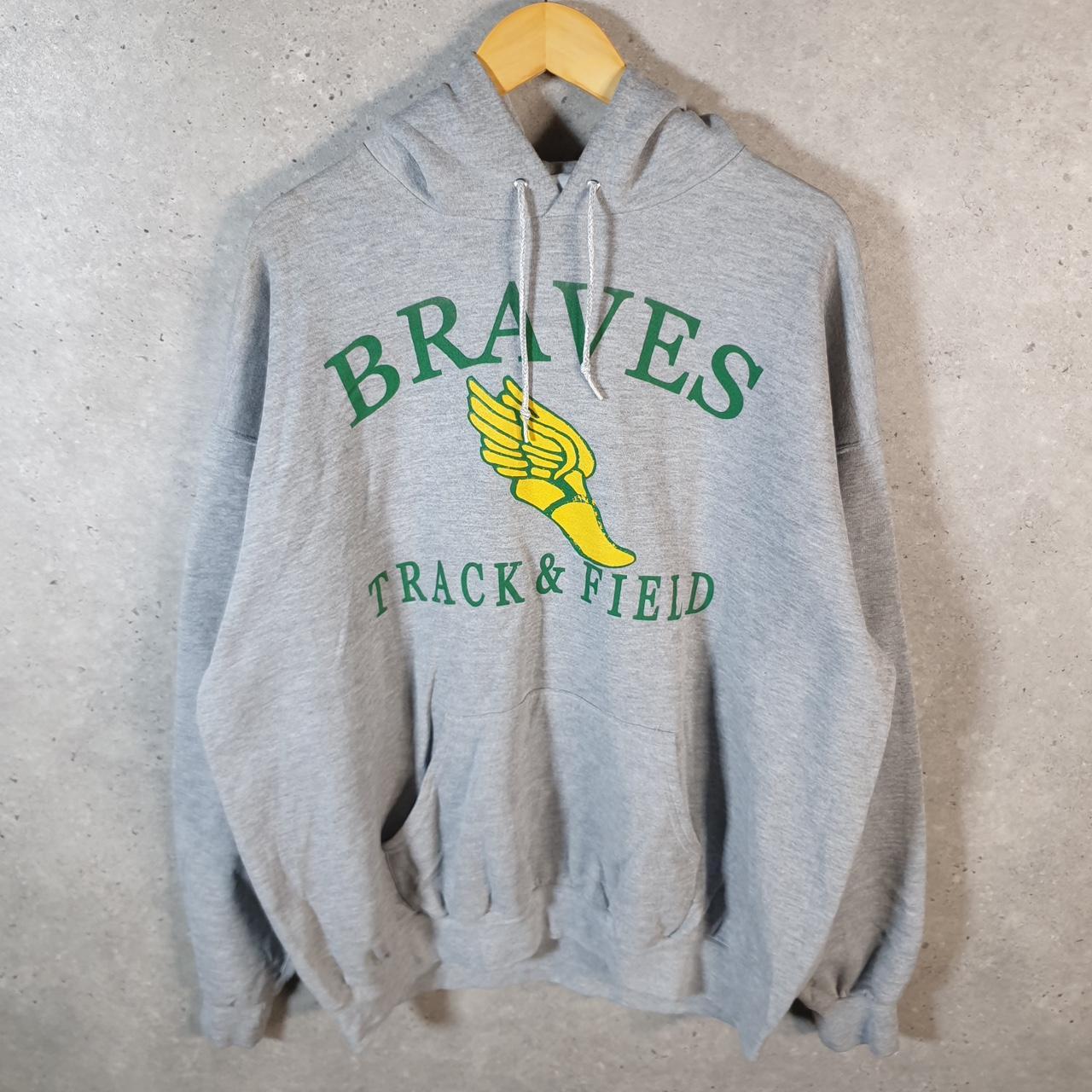 Vintage Lee Heavyweight Hoodie Men’s 2XL Grey Braves Track & Field