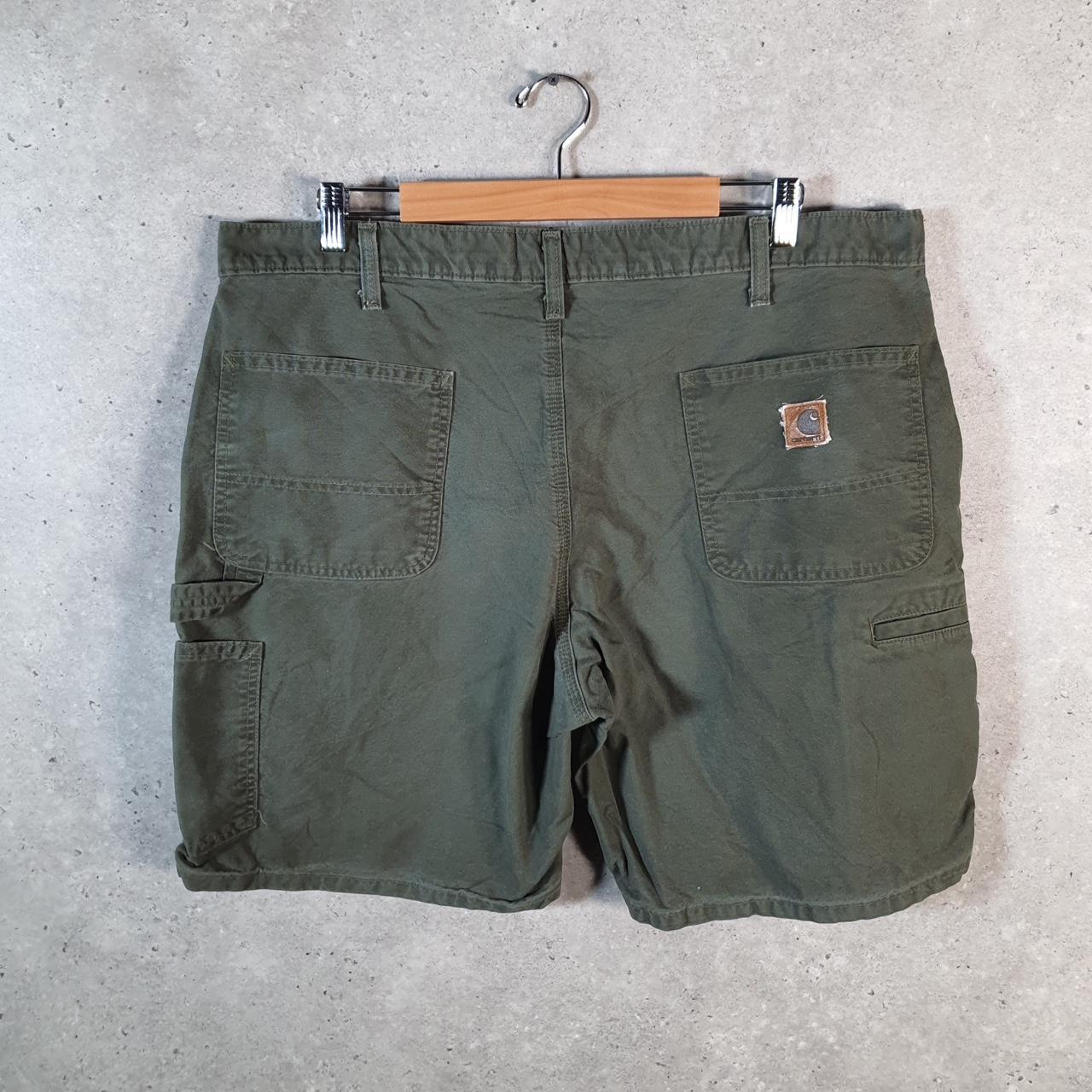 Vintage Carhartt Baggy Carpenter Shorts Jorts Cargo Men’s W40 Khaki Green Relaxed Fit Workwear A4722