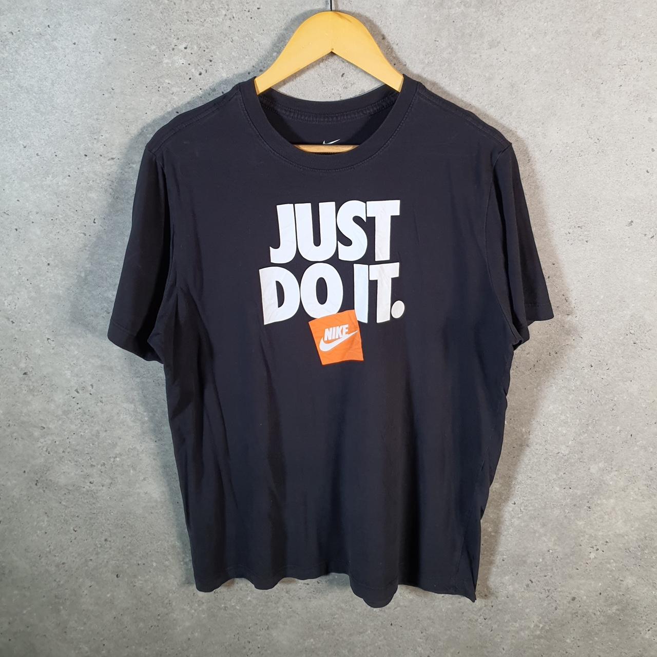 Vintage Nike Spellout Just Do It T Shirt Men’s Large Black Logo Swoosh Athletic