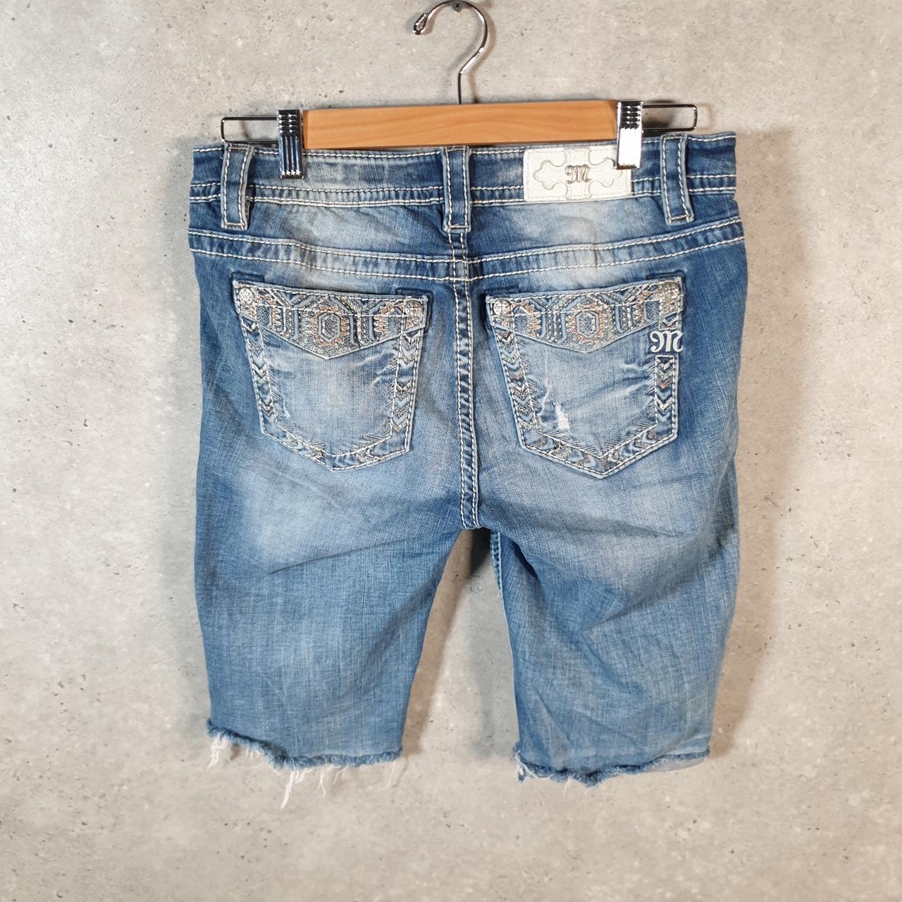 Vintage Miss Me Baggy Y2K Hip Hop Jeans Shorts Jorts Womens W30 Blue Denim Low Rise