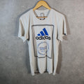 Vintage Adidas Spellout T Shirt Shirt Men’s Medium White Logo Athletic C9681