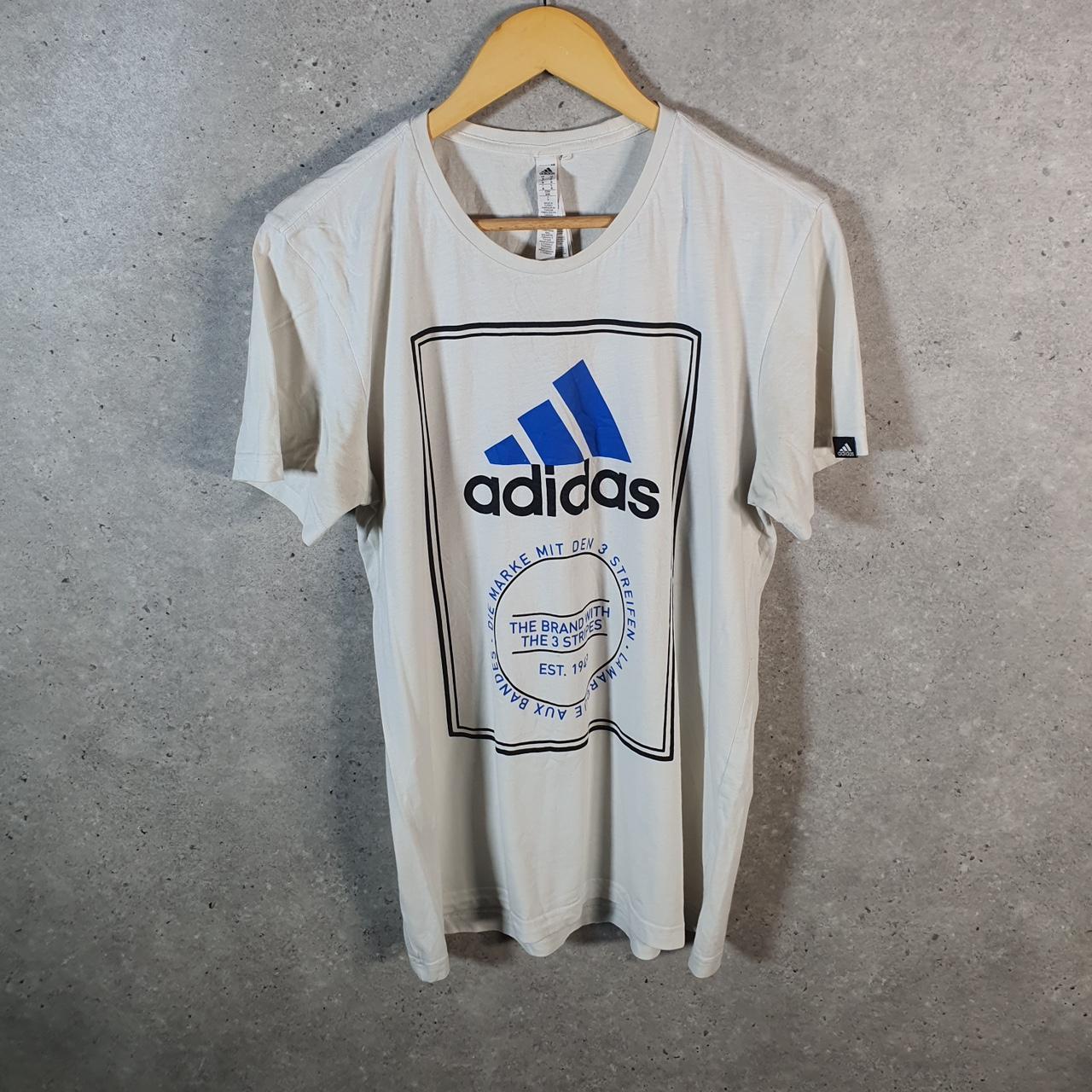 Vintage Adidas Spellout T Shirt Shirt Men’s Medium White Logo Athletic C9681