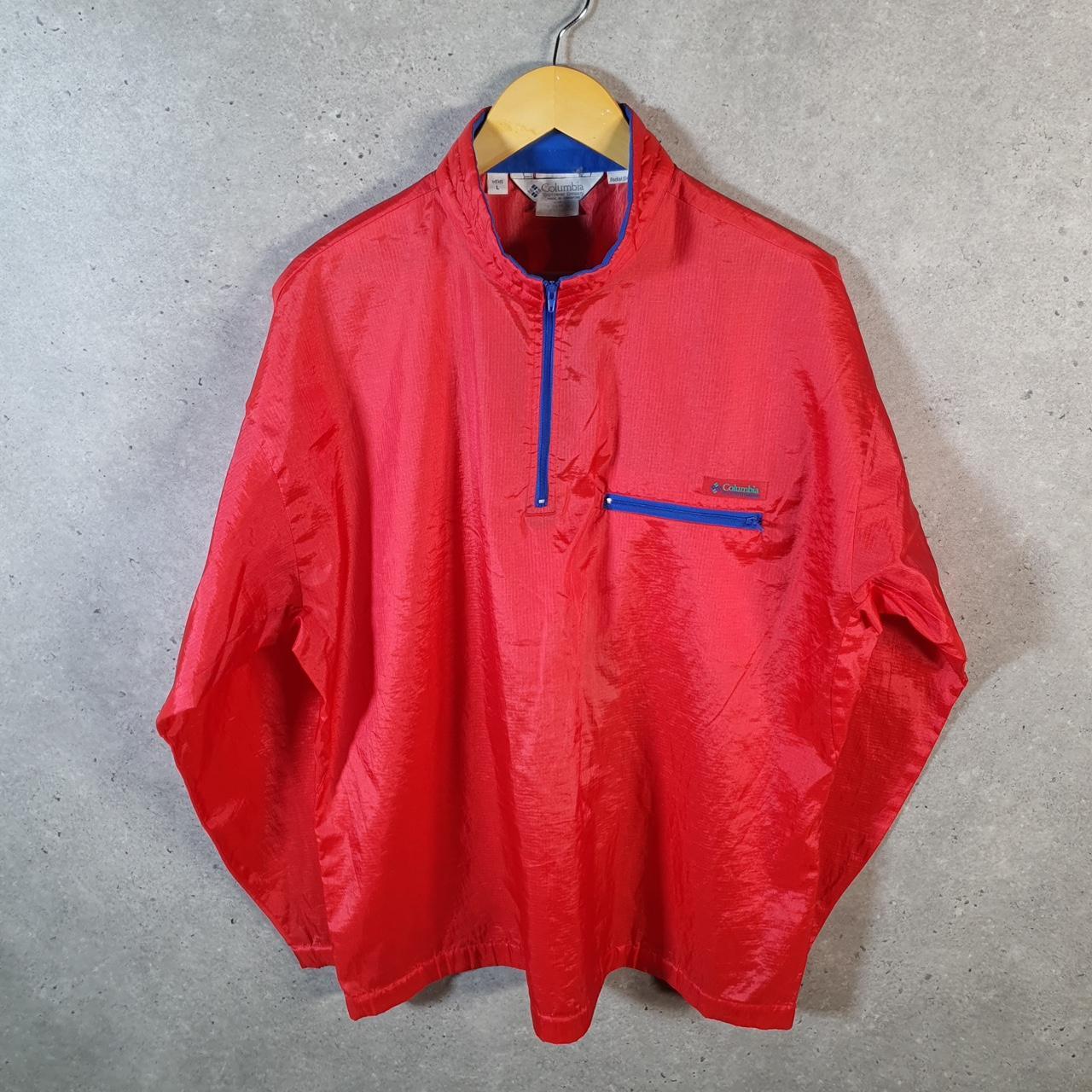 Vintage Columbia 90s 1/4 Zip Windbreaker Track Jacket Mens Large Red USA Athletic