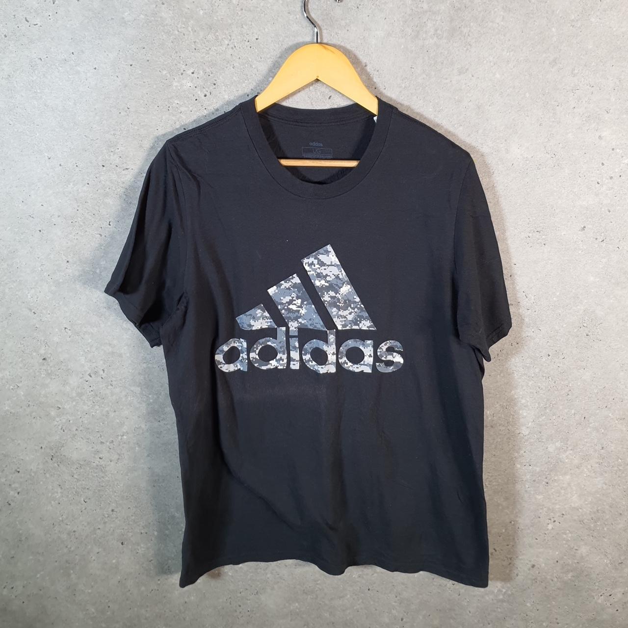 Vintage Adidas Spellout T Shirt Men’s Large Black Three Stripes Logo Athletic