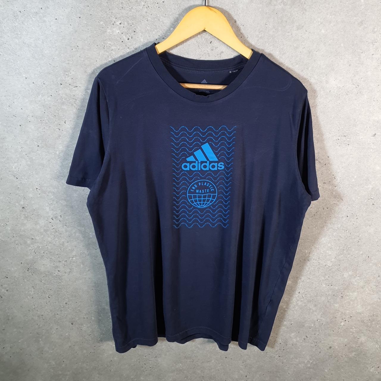 Vintage Adidas Aeroready End Plastic Waste T Shirt Men’s Large Navy Blue Three Stripes