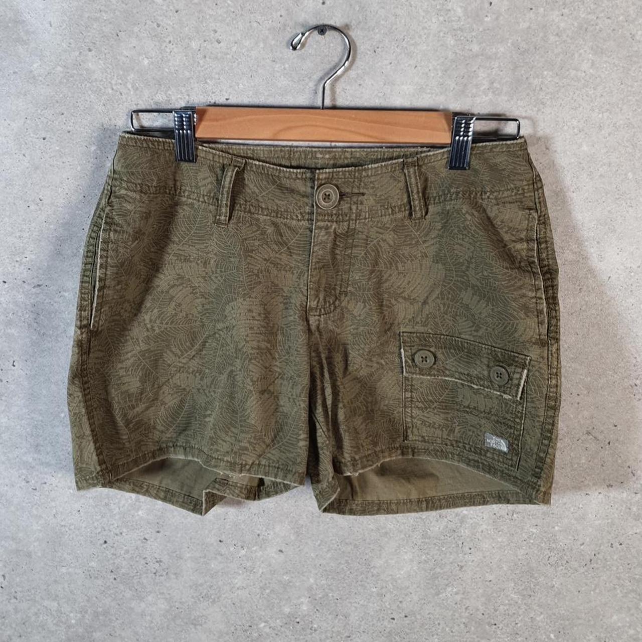 Vintage The North Face TNF Shorts Jorts Chino Cargo Womens UK6 Khaki Green Baggy Cotton