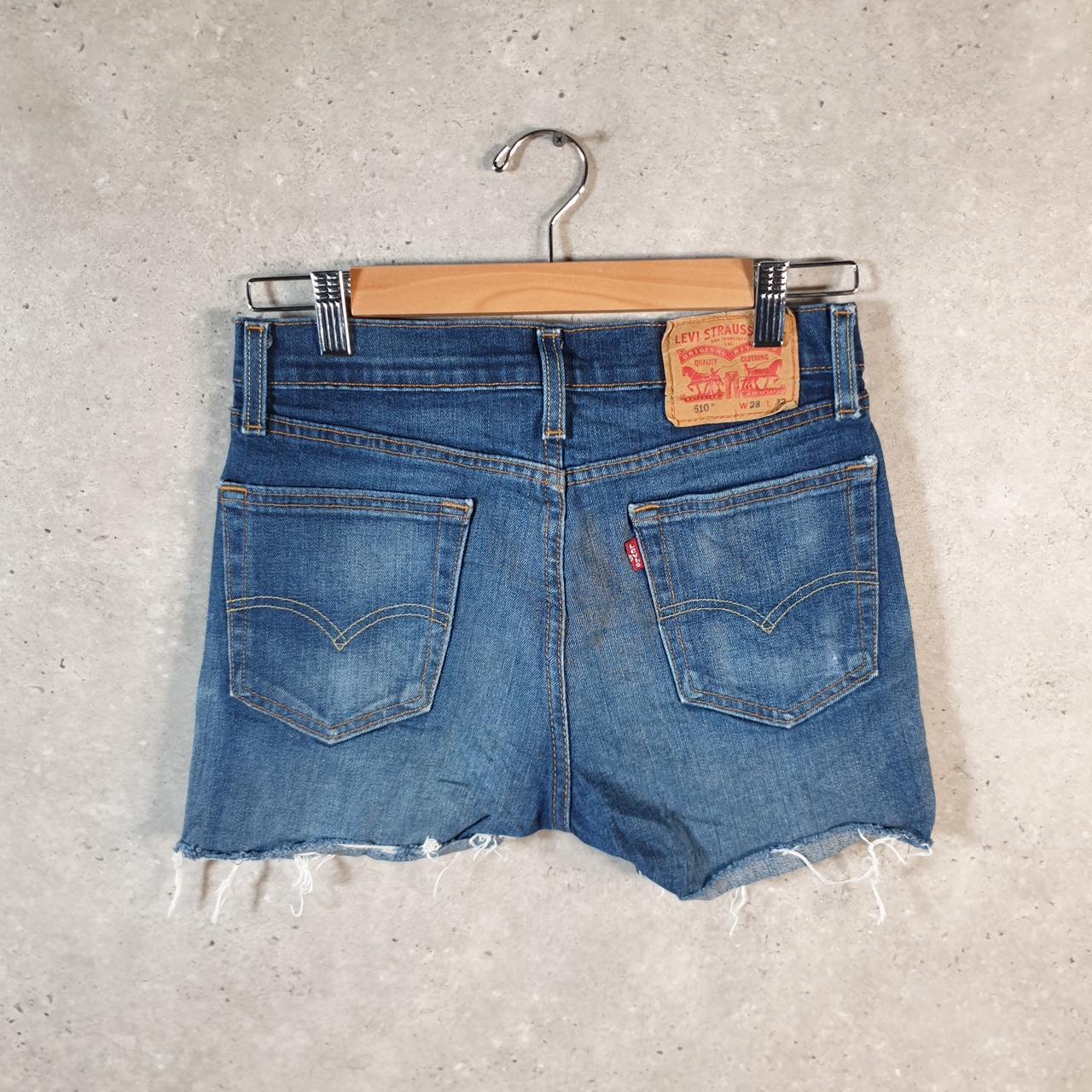 Vintage Levi’s 510 Cut Off Baggy Shorts Jorts Cargo Womens W28 Blue Relaxed Denim