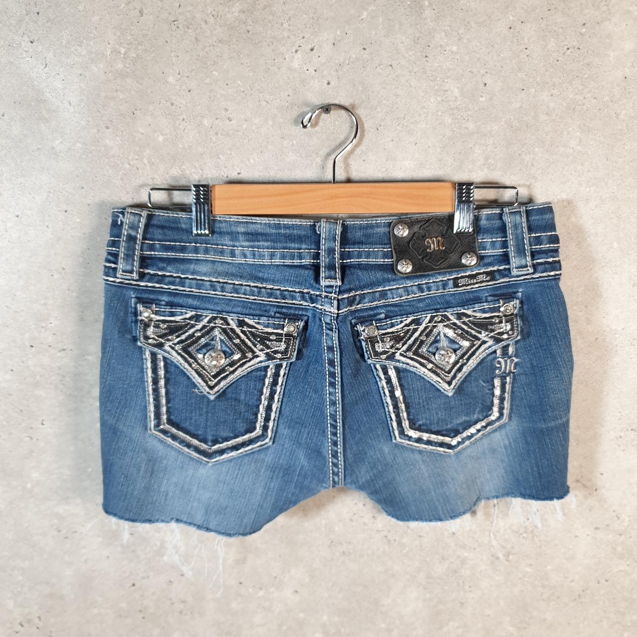 Vintage Miss Me Baggy Y2K Hip Hop Jeans Shorts Jorts Womens W30 Blue Denim Low Rise