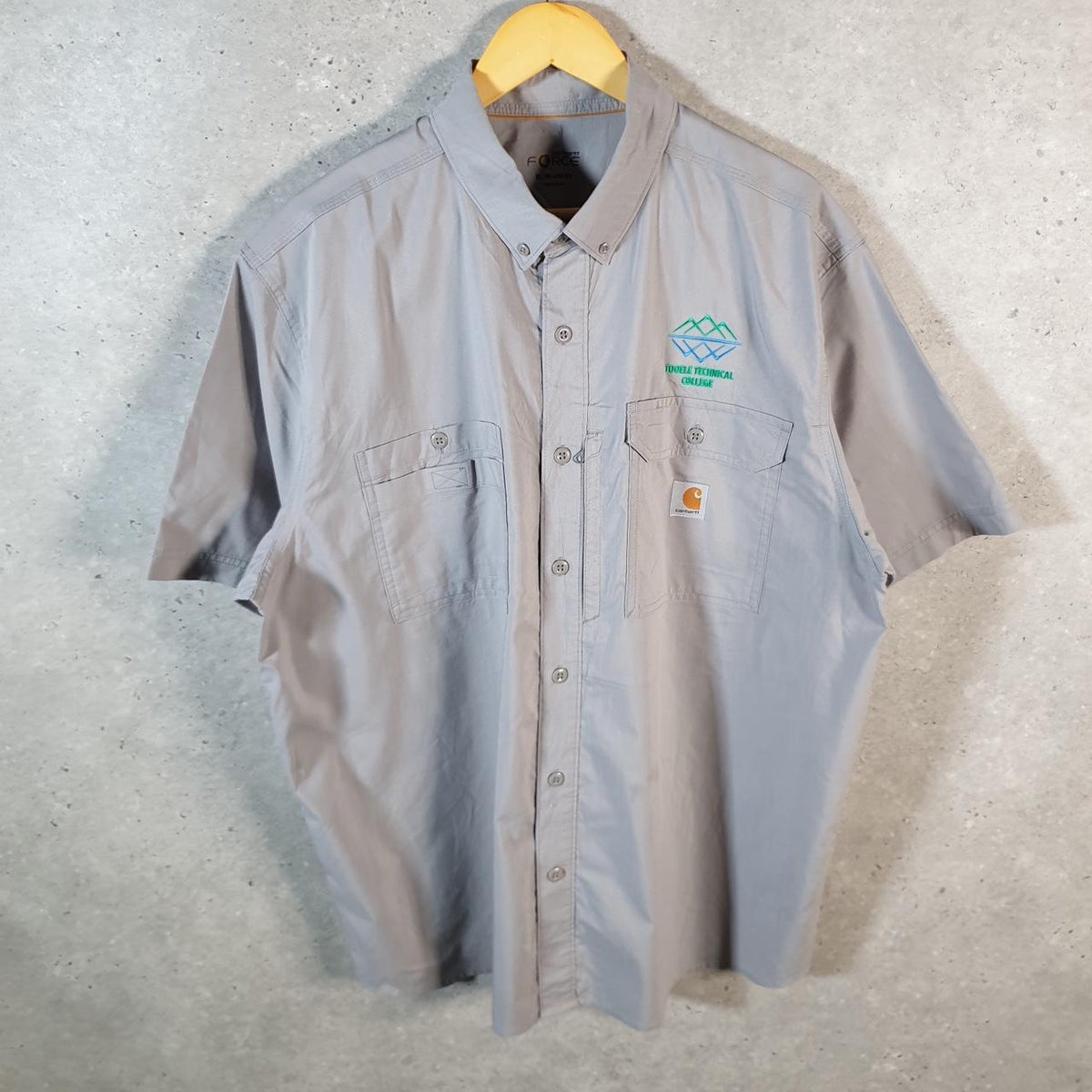 Vintage Carhartt Shirt Button Down Mens XL Grey Short Sleeve Chore Utility Relaxed