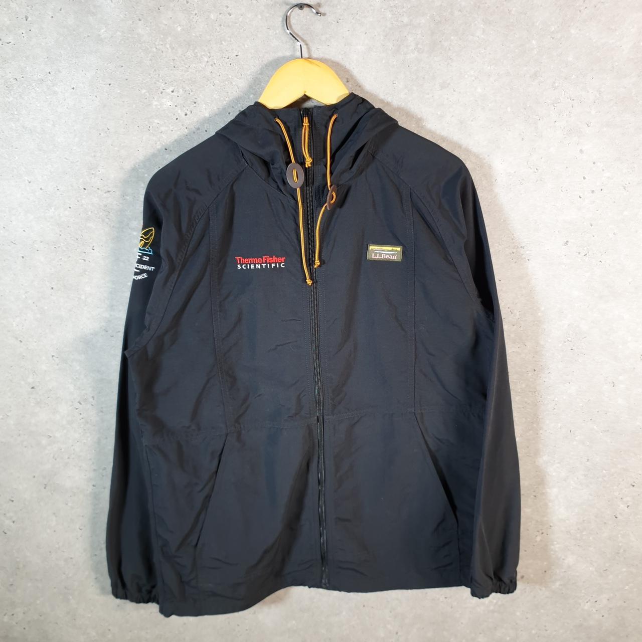 Vintage L.L. Bean Aztec Outdoors Nylon Jacket Mens M Black Full Zip Waterproof