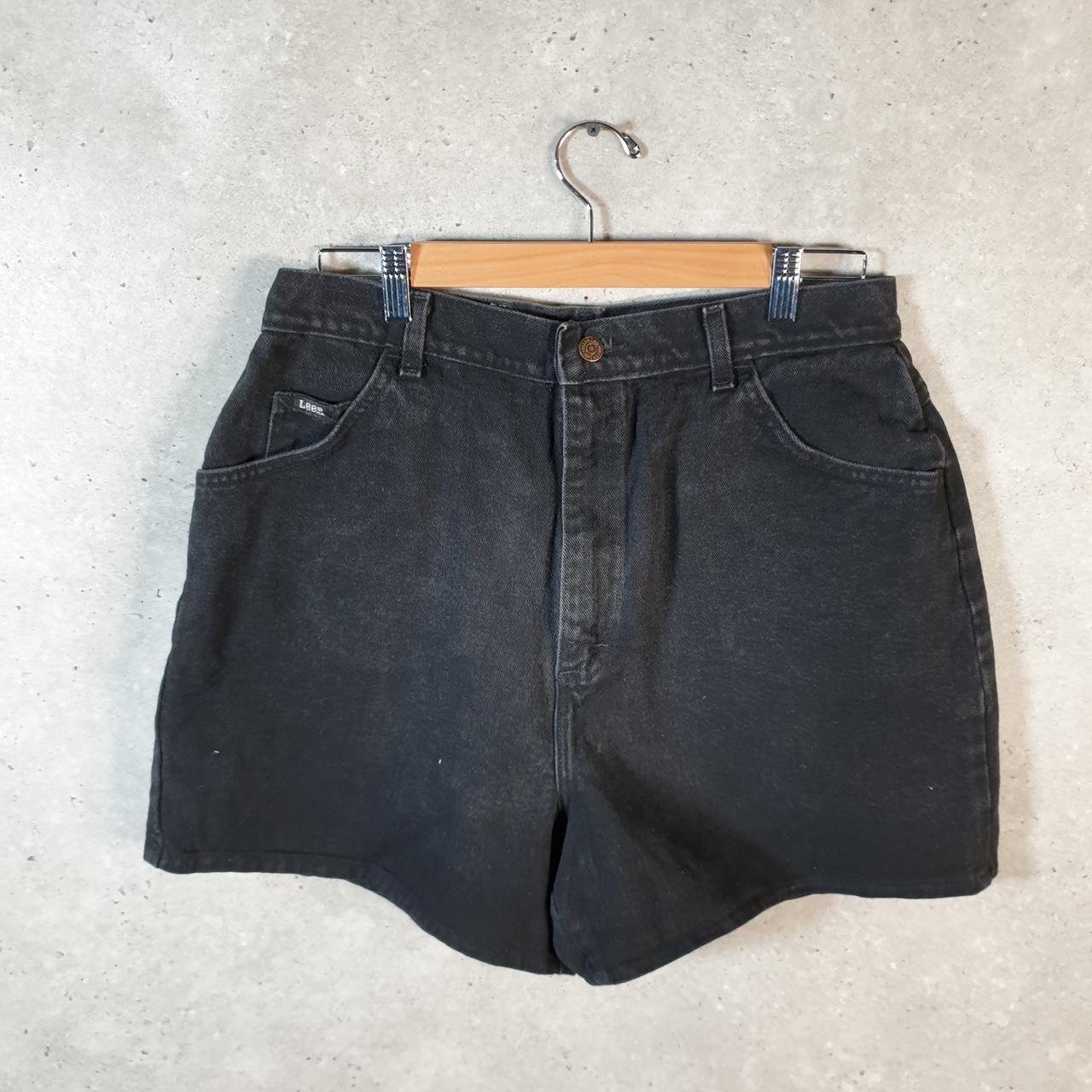 Vintage Lee Baggy Shorts Jorts Cargo Womens W30 Black Relaxed Denim