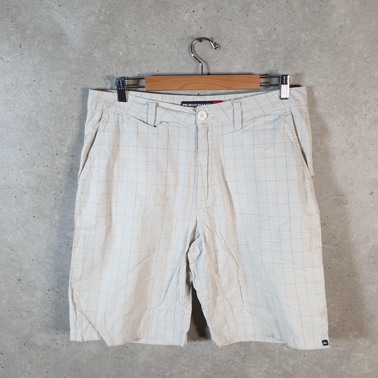 Vintage Quiksilver Chino Shorts Jorts Cargo Men’s W34 Checkered White Baggy Cotton