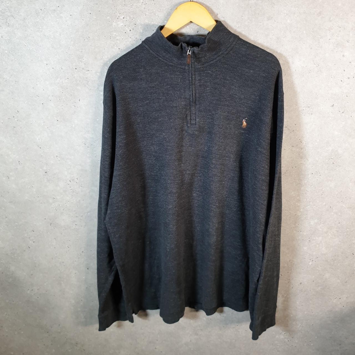 Vintage Ralph Lauren Polo 1/4 Zip Sweatshirt Men’s XL Tall Grey Cotton Pullover Pony