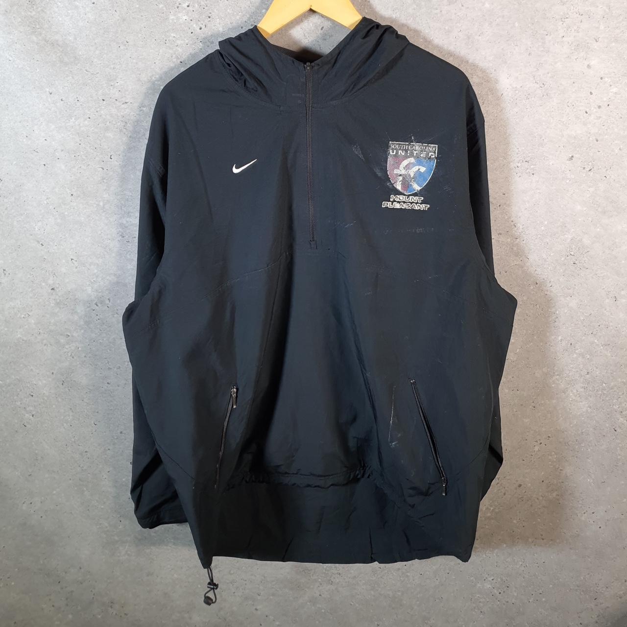 Vintage Nike Windbreaker Track Jacket Mens Large Black USA Swoosh 1/4 Zip USA