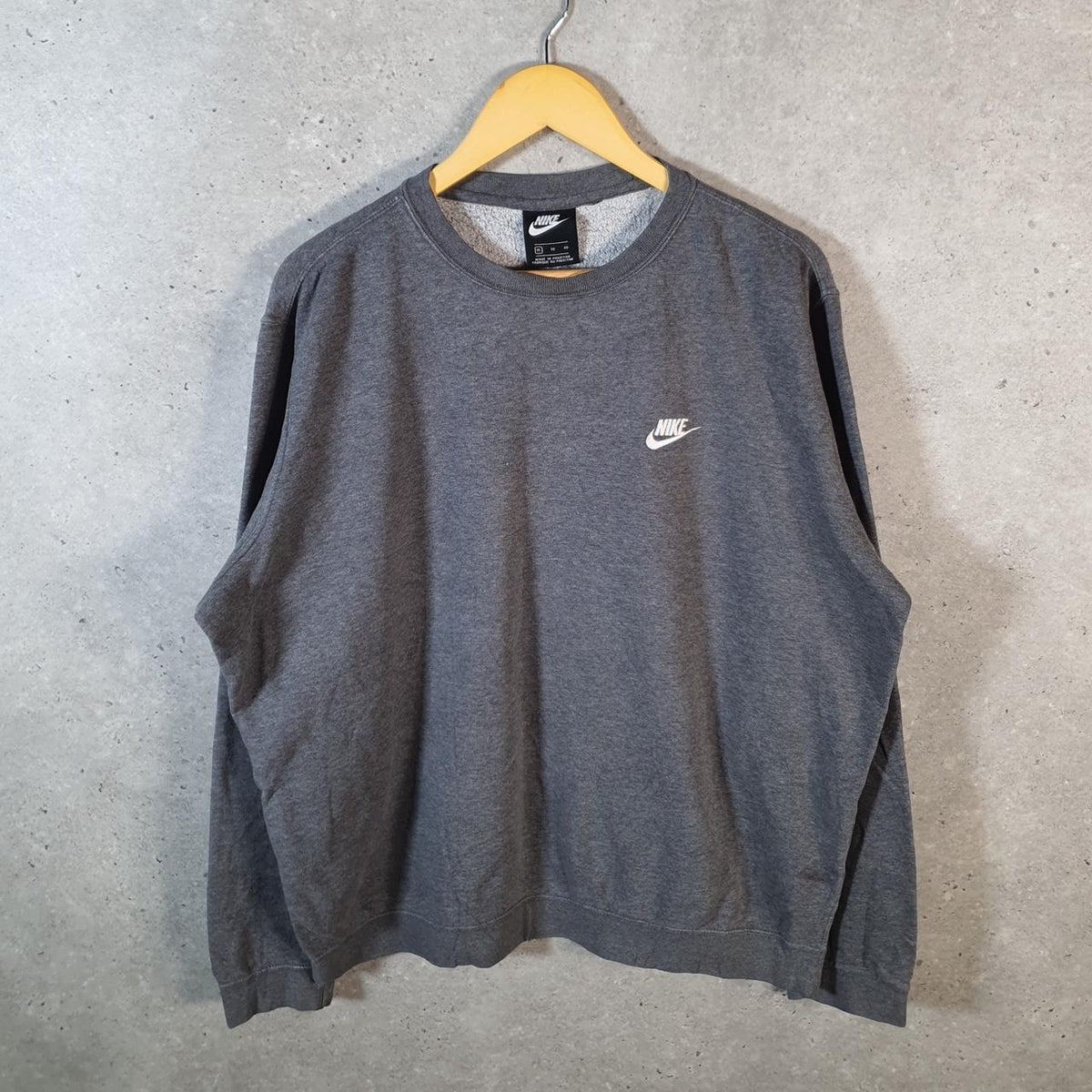 Vintage Nike Club Sweatshirt Mens XL Grey Swoosh Y2K Pullover Logo
