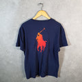 Vintage Ralph Lauren Polo Spellout T Shirt Men’s Medium Blue Classic Fit Pony