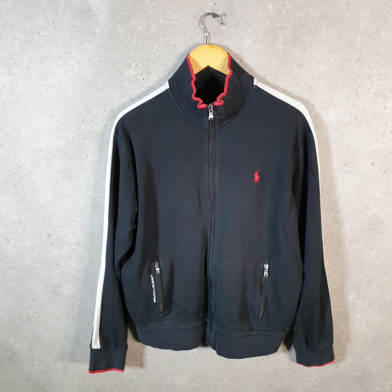 Vintage Ralph Lauren Polo Sweatshirt Men’s Large Black Full Zip Cotton Pullover Pony