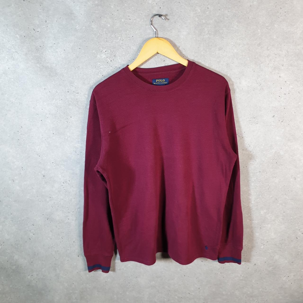 Vintage Ralph Lauren Polo Sweatshirt Men’s Medium Burgundy Red Cotton Pullover Pony