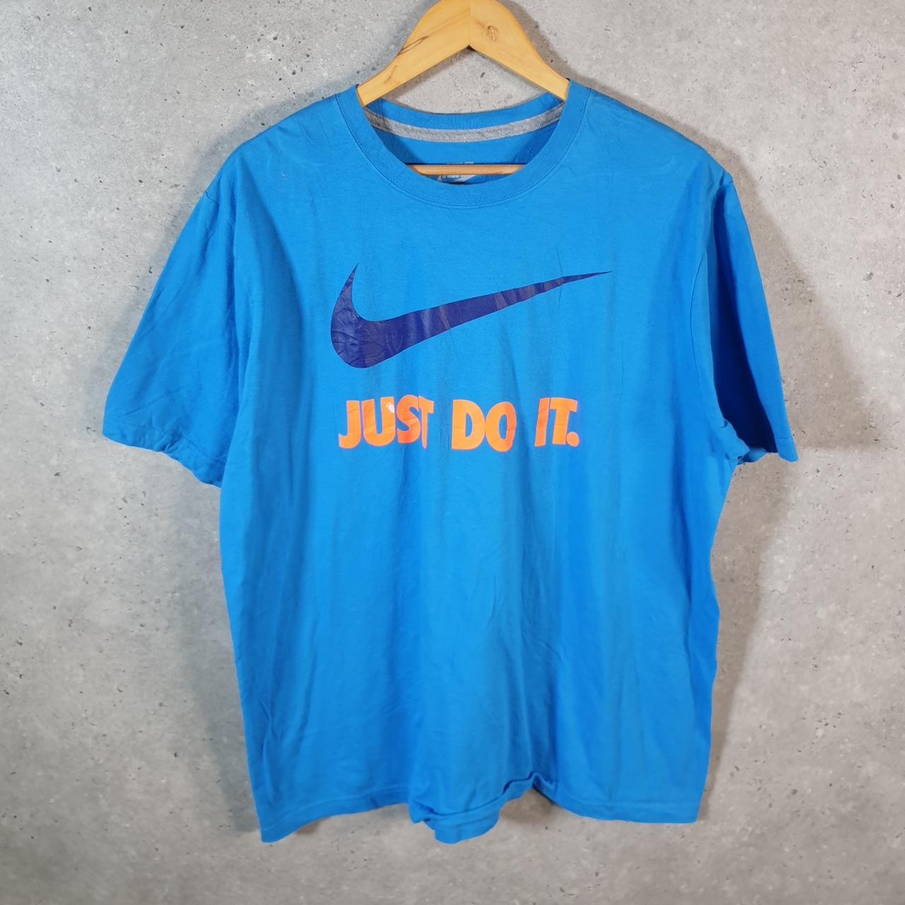 Vintage Nike T Shirt Men’s XL Blue Printed Single Swoosh Logo Athletic C8269