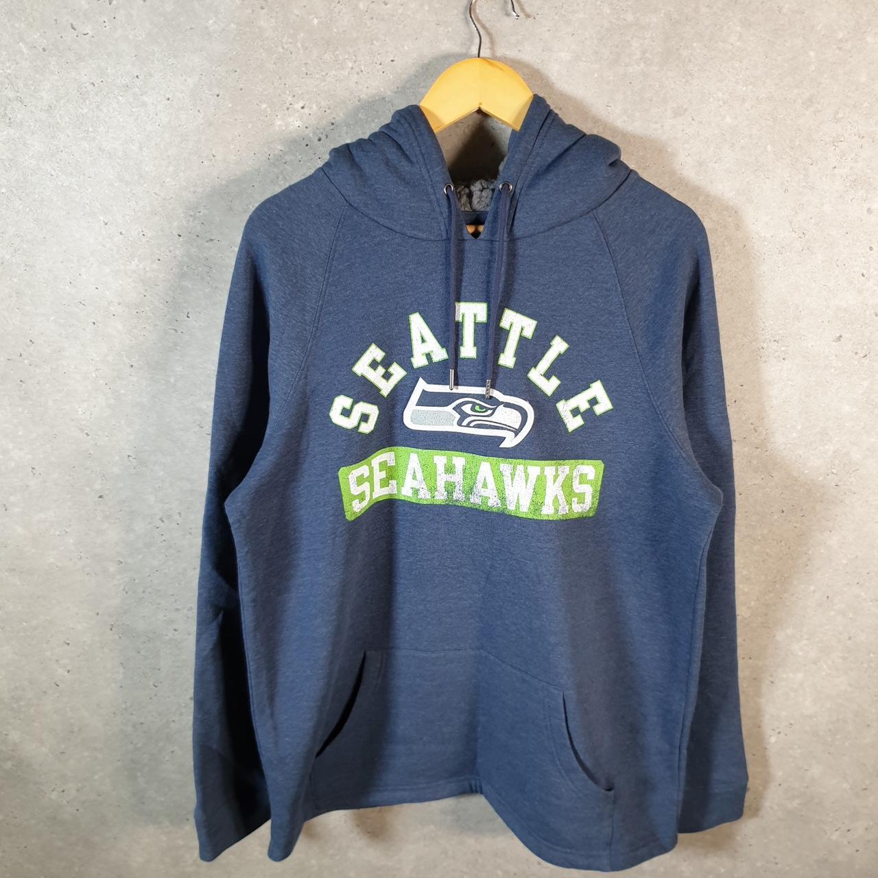 Vintage NFL Seattle Seahawks Hoodie Mens Medium Blue Pullover USA Pro Sport