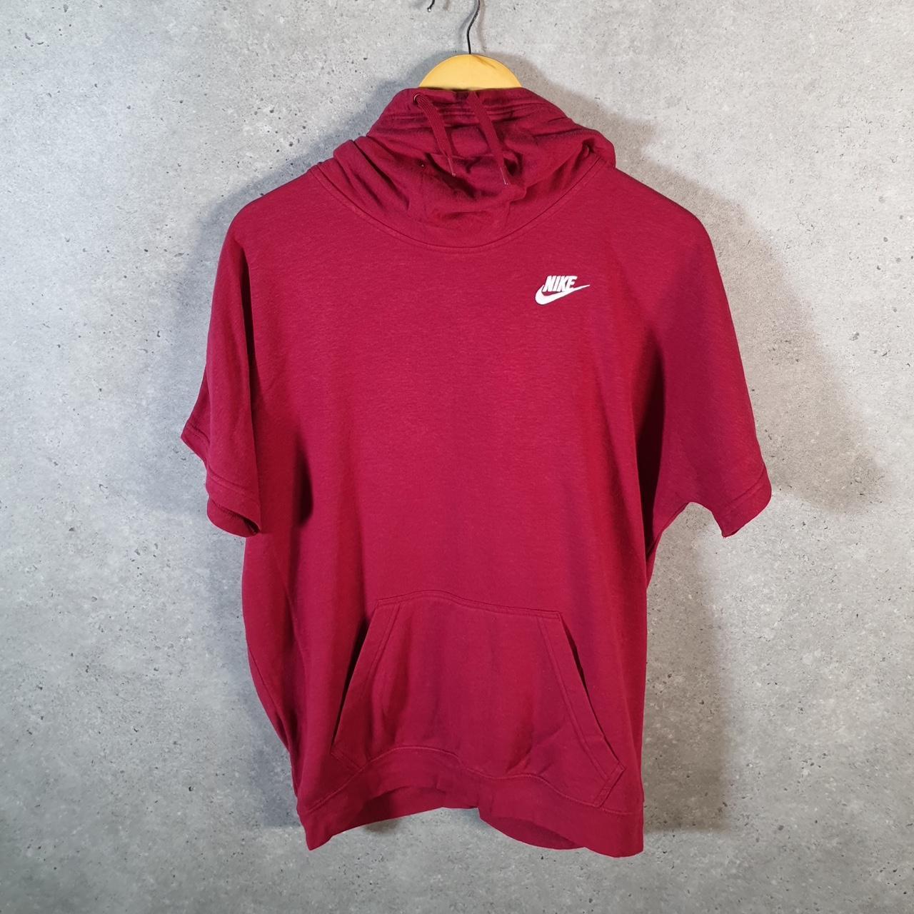 Vintage Nike Club Short Sleeve Hoodie Men’s Small Pink Swoosh Y2K Pullover