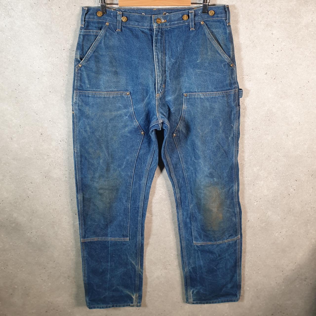 Vintage Carhartt Carpenter Double Knee Trousers Mens W36 L34 Blue Original Dungaree Fit