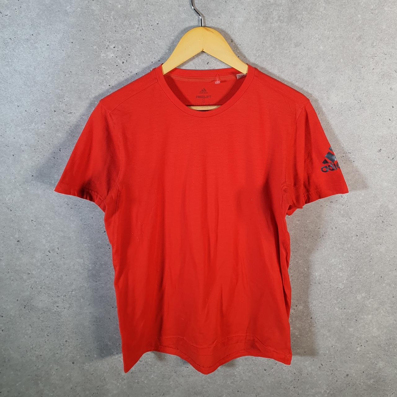 Vintage Adidas Freelift ClimaLite T Shirt Mens Small Orange Three Stripes Logo Athletic