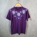 Vintage Fruit of the Loom Flowers Floral 90s USA Single Stitch T Shirt Men’s Medium Purple C9650