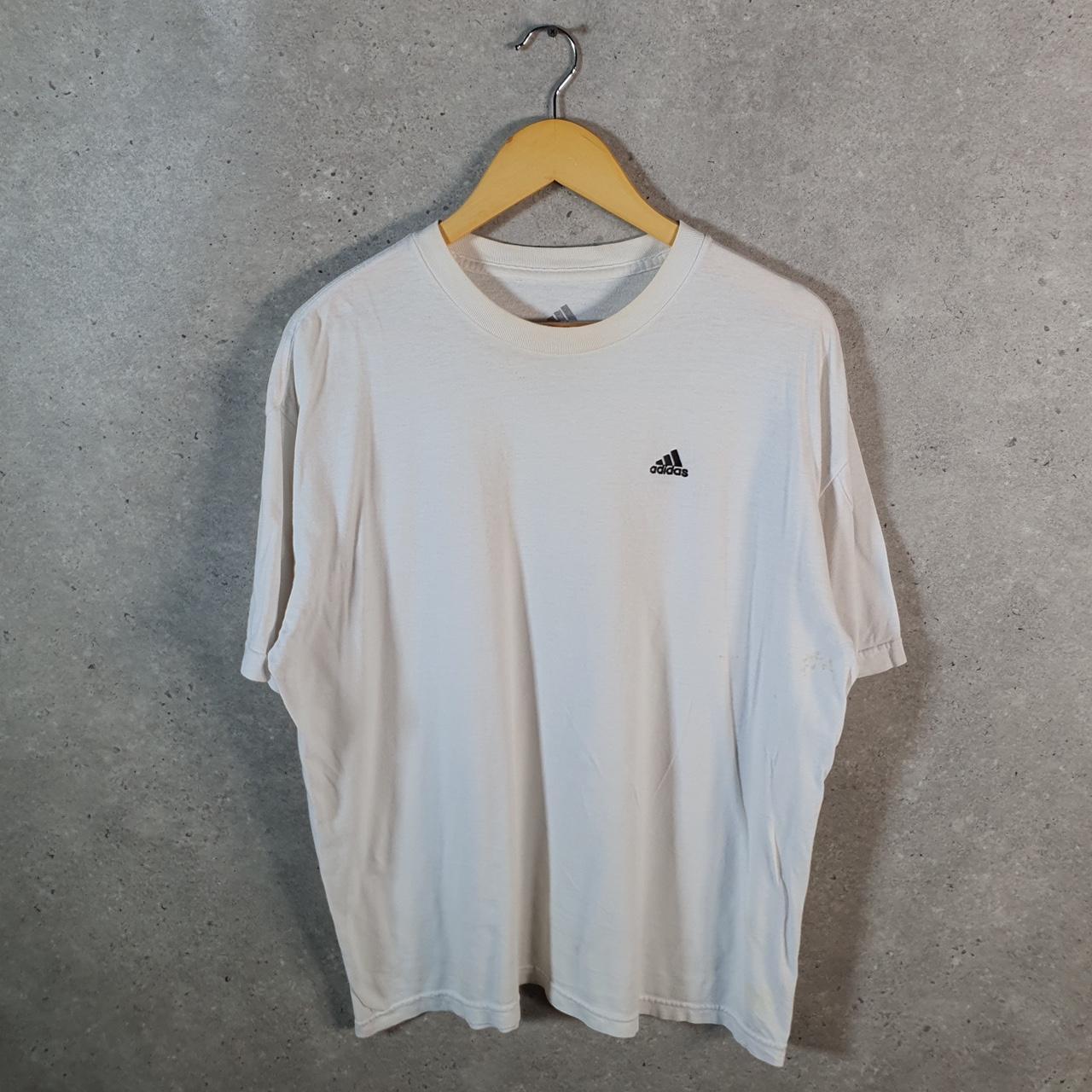 Vintage Adidas T Shirt Men’s Large White Three Stripes Athletic