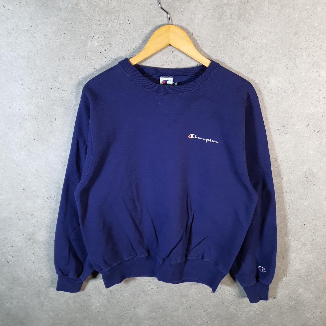 Vintage Champion Sweatshirt Men’s Medium Navy Blue USA Pullover Spellout Logo
