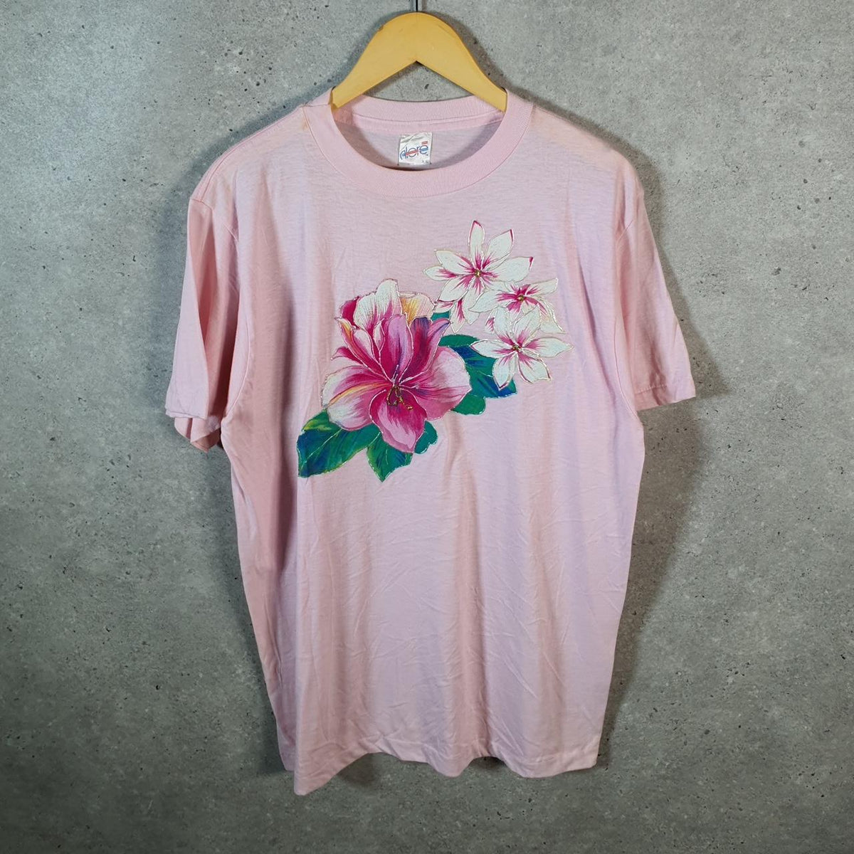 Vintage Alore Flowers Plants 90s Graphic USA Single Stitch T Shirt Men’s XL Pink