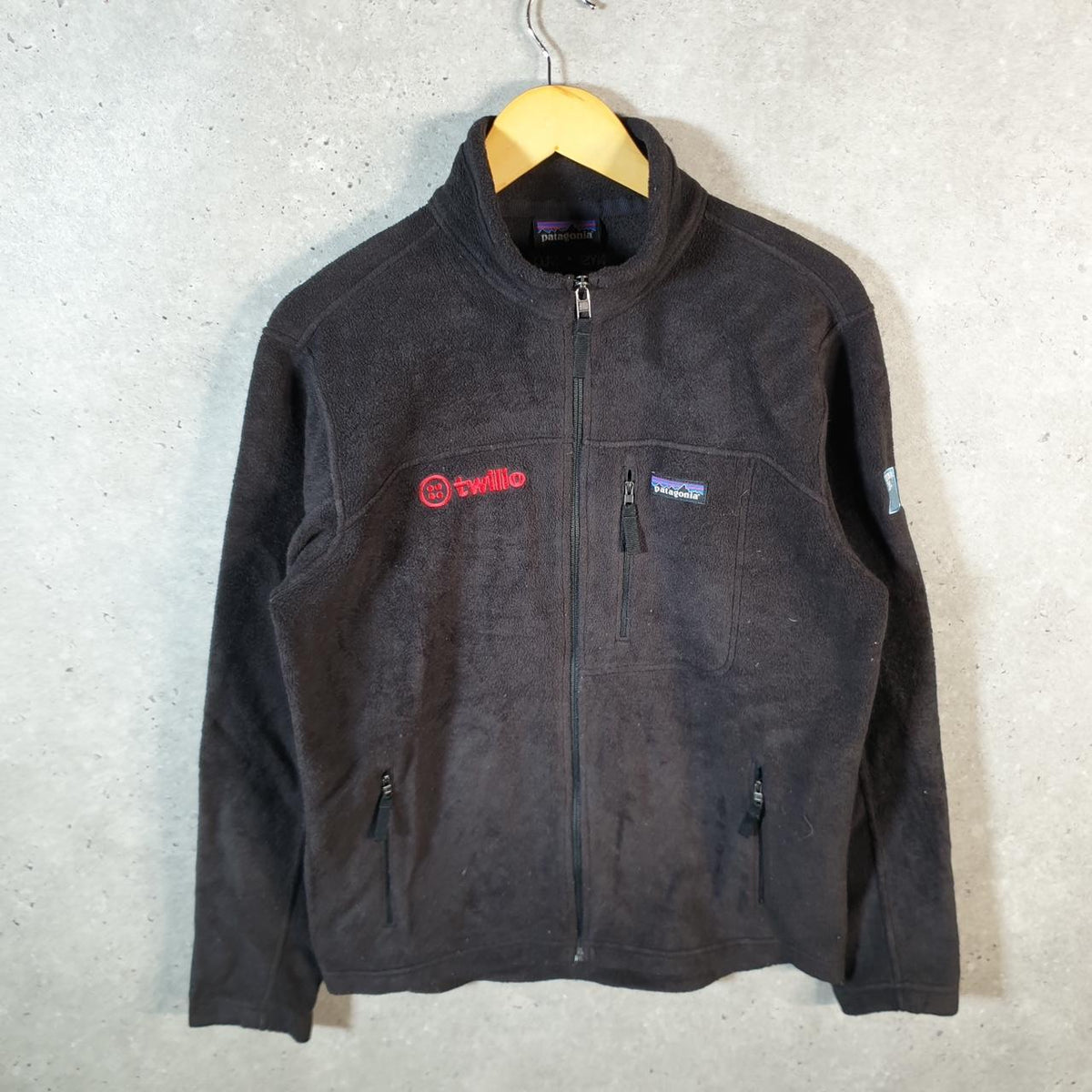Vintage Patagonia Synchla Sweater Fleece Full Zip Sweatshirt Mens Small Black