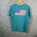 Vintage Columbia Perfomance Hunting Gear USA Flag T Shirt Men’s Large Blue Athletic