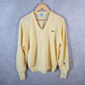 Vintage Izod Lacoste Knit Sweater Mens Medium Yellow Y2K Jumper Logo