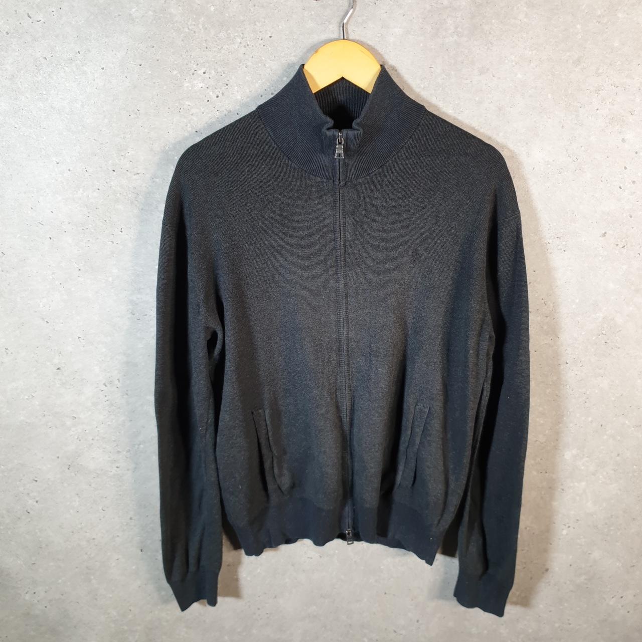 Vintage Ralph Lauren Polo Sweatshirt Men’s Medium Grey Pima Cotton Full Zip Pony