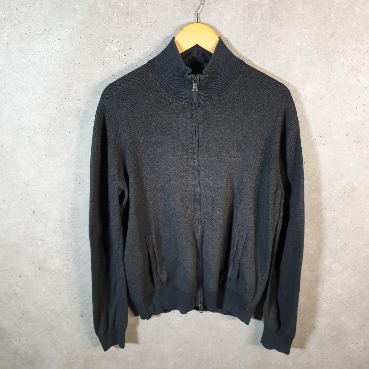 Vintage Ralph Lauren Polo Sweatshirt Men’s Medium Grey Pima Cotton Full Zip Pony