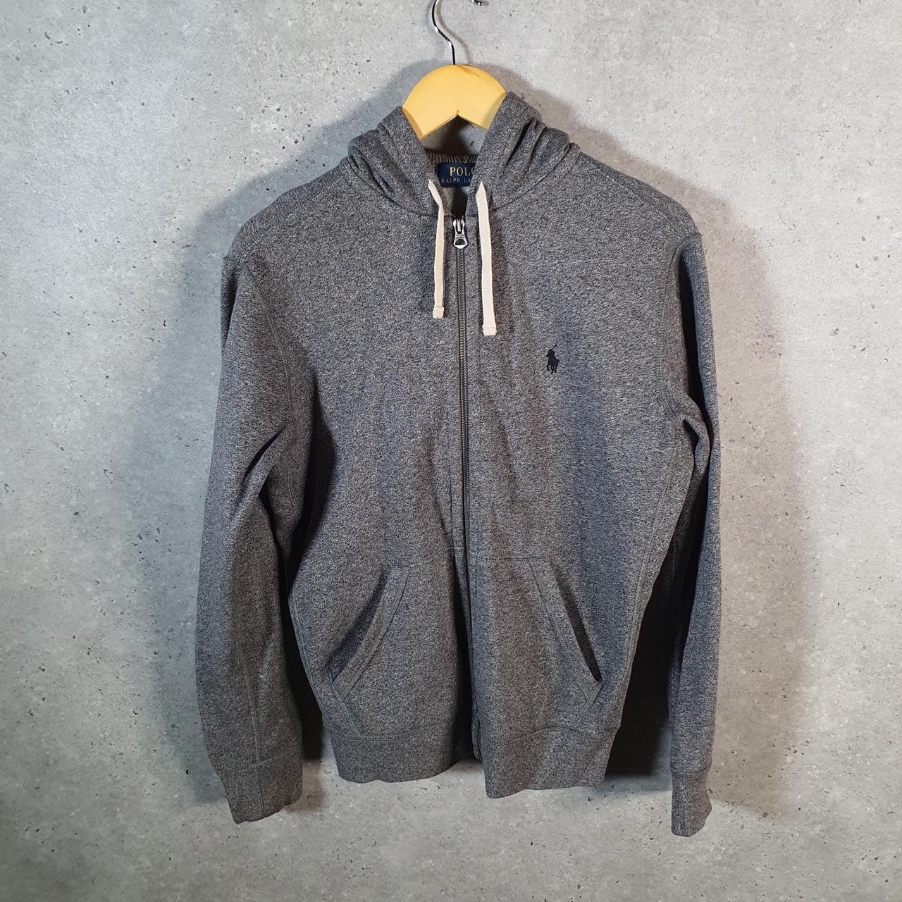 Vintage Ralph Lauren Polo Heavyweight Hoodie Men’s Small Grey Cotton Full Zip Pony