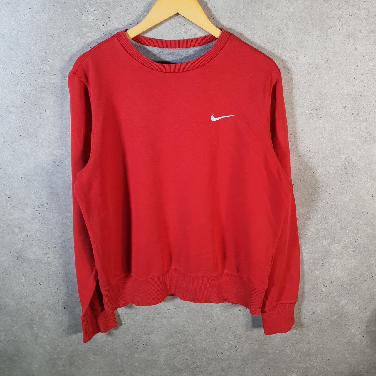 Vintage Nike Sweatshirt Mens Medium Red Single Swoosh Y2K Pullover Embroidered Logo