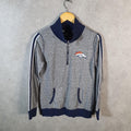 Vintage NFL Denver Broncos 1/4 Zip Knit Sweater Womens Large Grey Pullover American