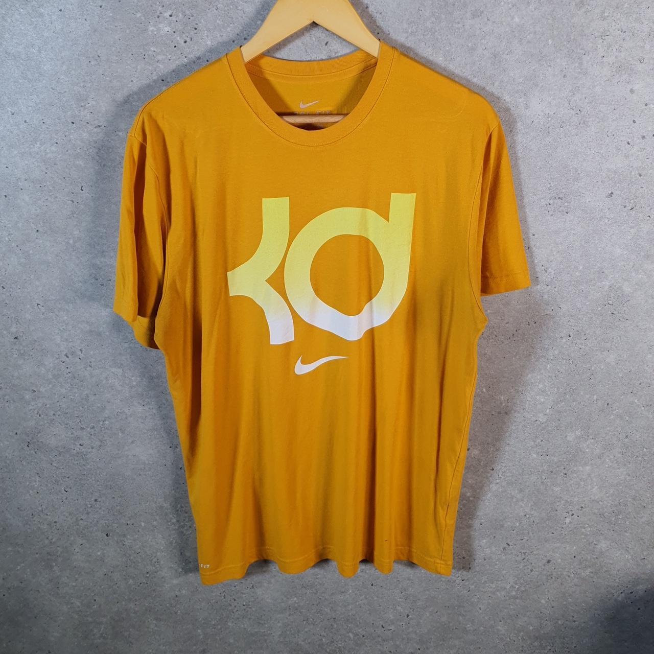 Vintage Nike Dri Fit Kevin Durrant KD T Shirt Men’s Large Orange Logo Swoosh Athletic