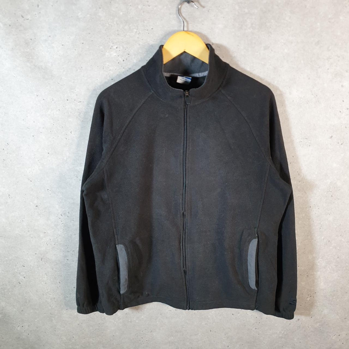 Vintage Starter Fleece Sweatshirt Jacket Mens Medium Black Full Zip Embroidered Logo